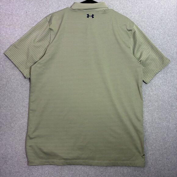 Under Armour The Performance Polo Shirt Men’s Large Green Stripe Loose Fit Golf - Picture 7 of 7